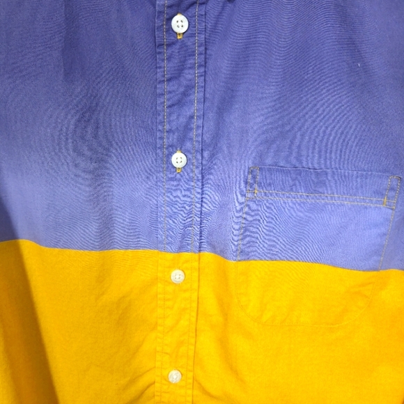 ⭐️CPO Provisions Colorblock Purple and Yellow Button-Up Shirt Size Med - Picture 3 of 4